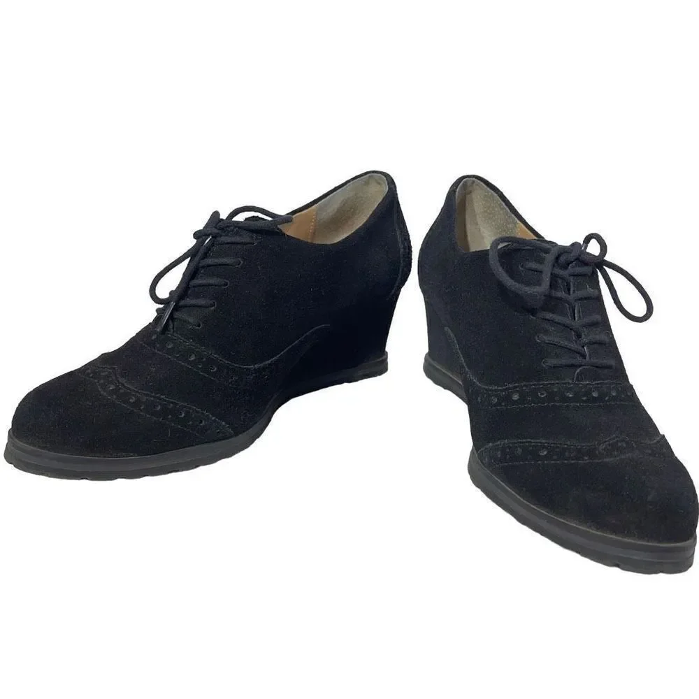 Ellen Tracy Active Women's Black Wedge Suede shoes 7 EUC
